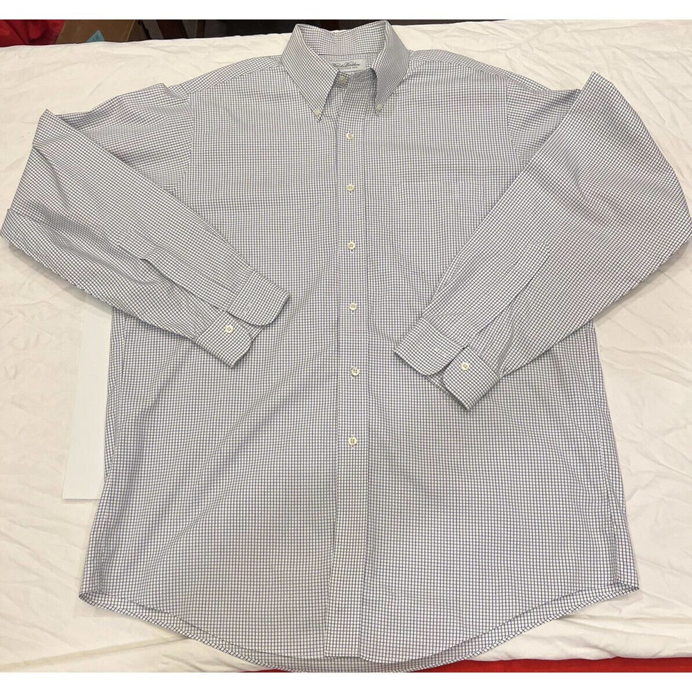 Brooks Brothers 16 35 Blue Check Non Iron Dress Shirt EUC